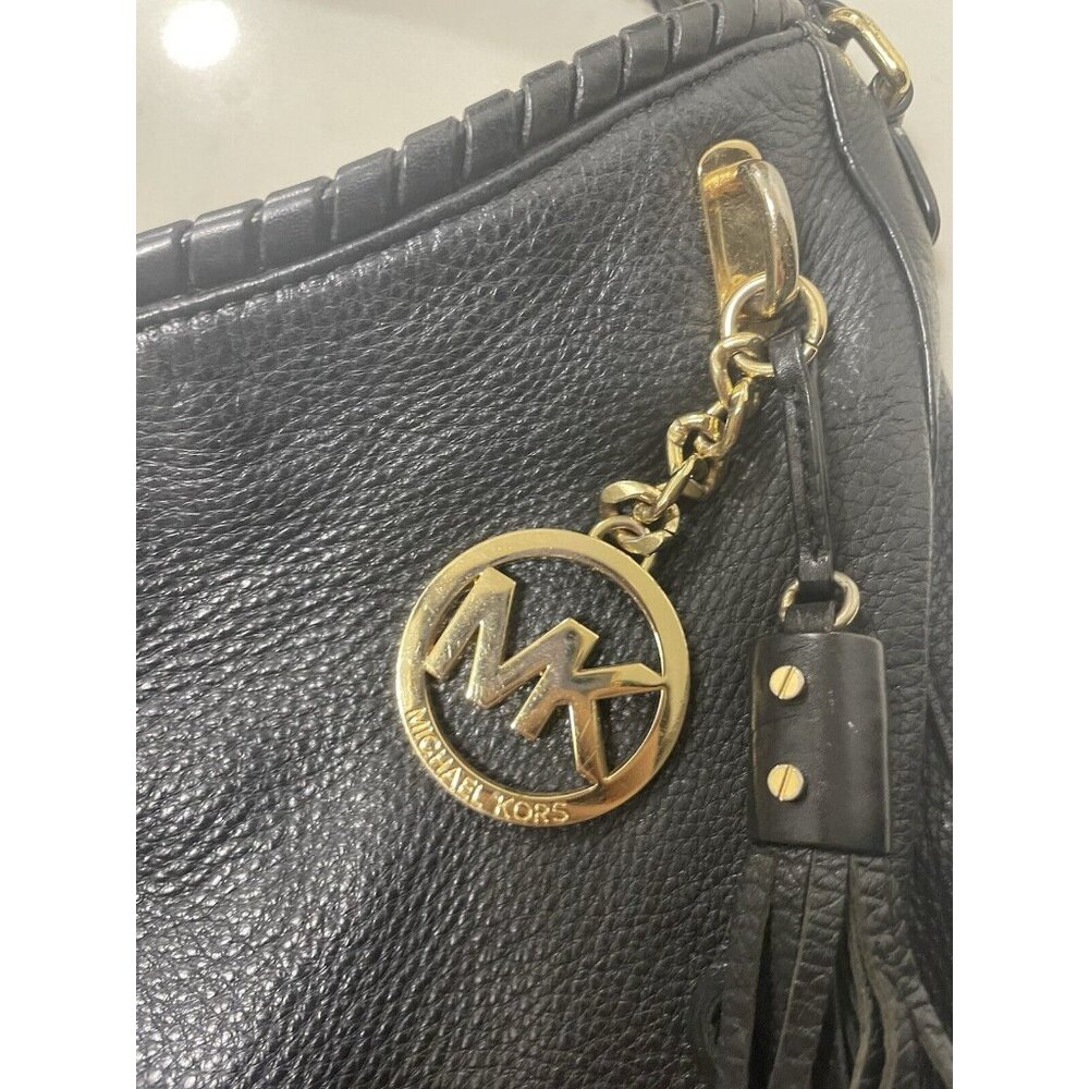 MICHAEL Michael Kors Black Leather Tassel Hobo Handbag - Picture 5 of 8